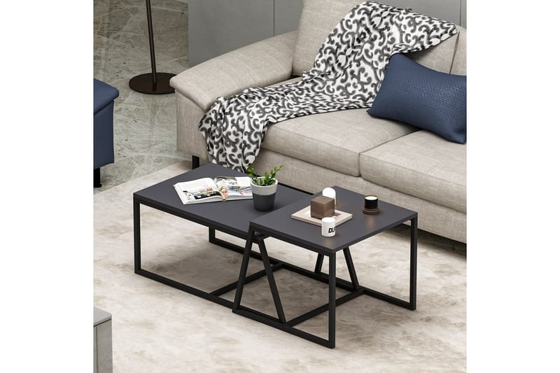 Minimal sohvapöytä 75x50 cm musta - Hanah Home - Huonekalut - Pöytä & ruokailuryhmä - Sohvapöytä