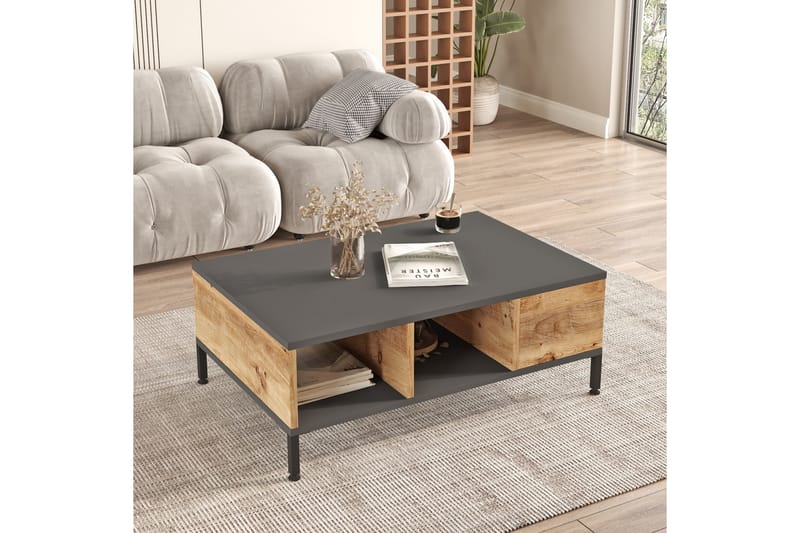 Kaushar sohvapöytä 90x60 cm tummansininen/musta - Hanah Home - Huonekalut - Pöytä & ruokailuryhmä - Sohvapöytä