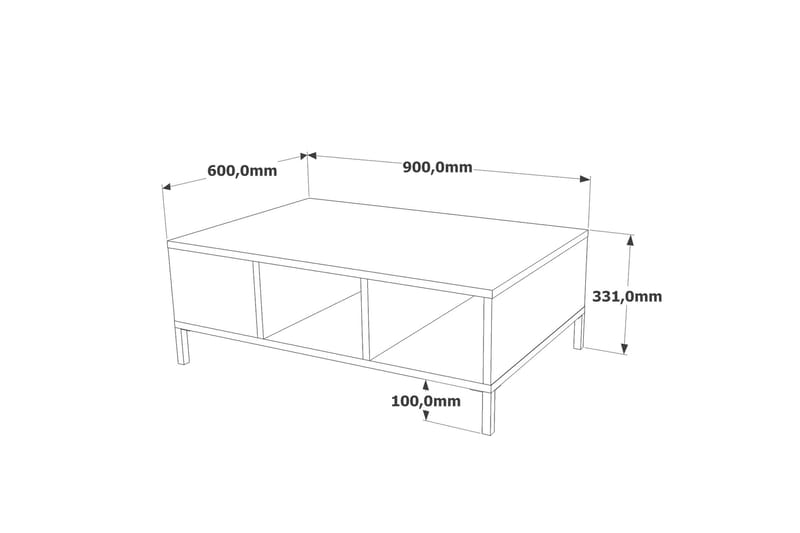 Kaushar sohvapöytä 90x60 cm tummansininen/musta - Hanah Home - Huonekalut - Pöytä & ruokailuryhmä - Sohvapöytä