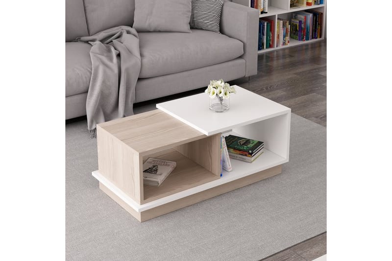 Schmida sohvapöytä 90x45 cm valkoinen/ruskea - Hanah Home - Huonekalut - Pöytä & ruokailuryhmä - Sohvapöytä