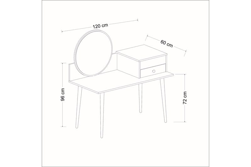 Straat kampauspöytä 120x96 cm musta/ruskea - Hanah Home - Huonekalut - Pöytä & ruokailuryhmä - Meikki- & kampauspöydät