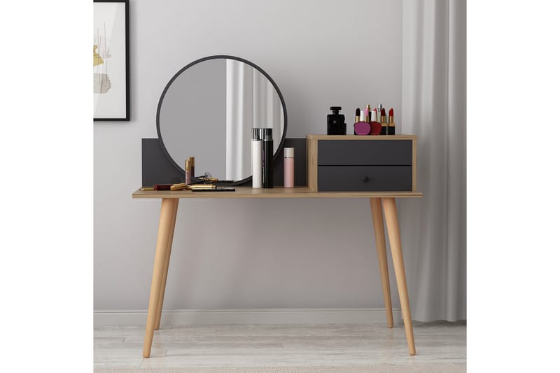 Straat kampauspöytä 120x96 cm musta/ruskea - Hanah Home - Huonekalut - Pöytä & ruokailuryhmä - Meikki- & kampauspöydät