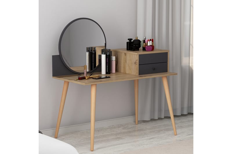 Straat kampauspöytä 120x96 cm musta/ruskea - Hanah Home - Huonekalut - Pöytä & ruokailuryhmä - Meikki- & kampauspöydät