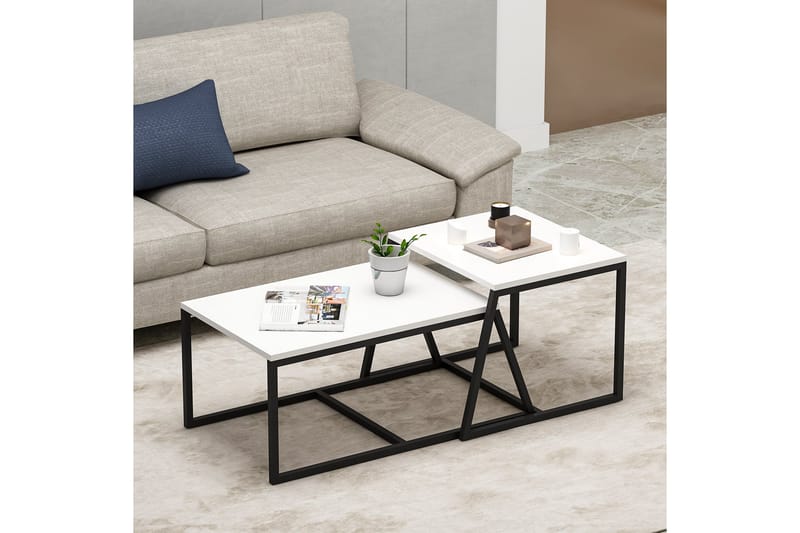 Minimal sohvapöytä 75x50 cm valkoinen - Hanah Home - Huonekalut - Pöytä & ruokailuryhmä - Sohvapöytä