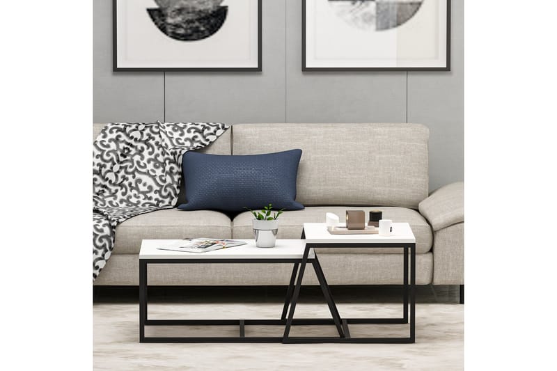 Minimal sohvapöytä 75x50 cm valkoinen - Hanah Home - Huonekalut - Pöytä & ruokailuryhmä - Sohvapöytä