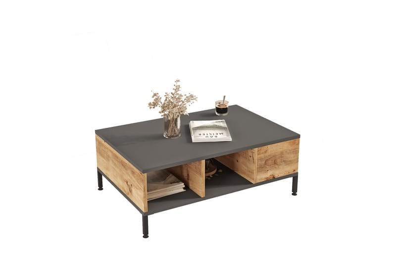 Kaushar sohvapöytä 90x60 cm tummansininen/musta - Hanah Home - Huonekalut - Pöytä & ruokailuryhmä - Sohvapöytä