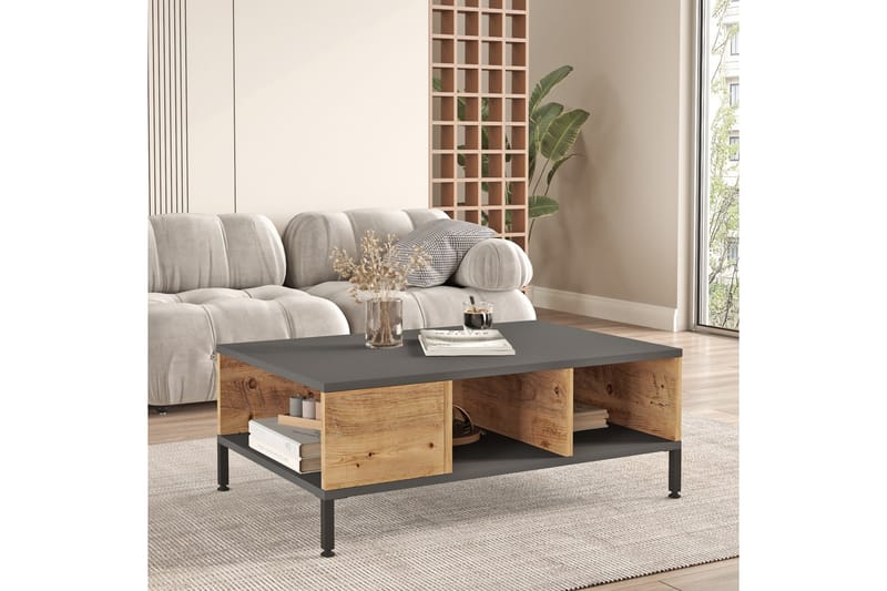 Kaushar sohvapöytä 90x60 cm tummansininen/musta - Hanah Home - Huonekalut - Pöytä & ruokailuryhmä - Sohvapöytä