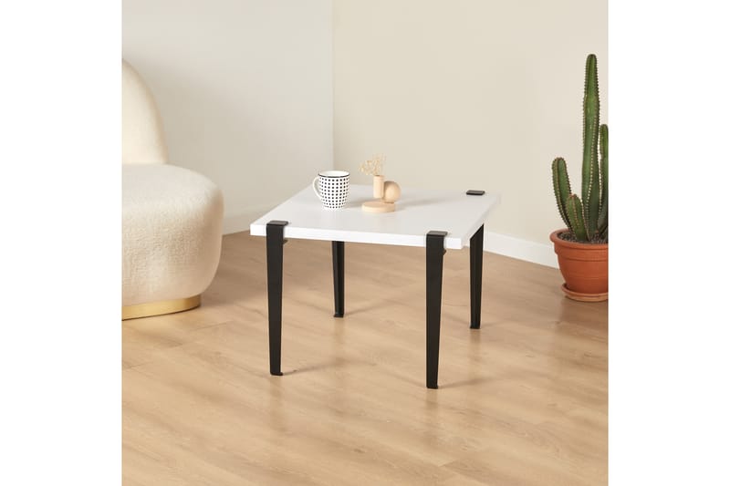 Halicheron sohvapöytä 60x60 cm valkoinen/musta - Hanah Home - Huonekalut - Pöytä & ruokailuryhmä - Sohvapöytä
