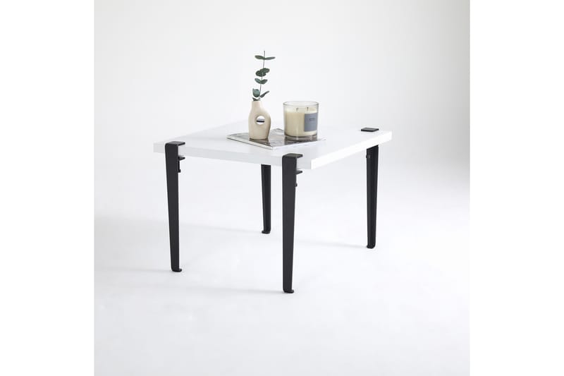 Halicheron sohvapöytä 60x60 cm valkoinen/musta - Hanah Home - Huonekalut - Pöytä & ruokailuryhmä - Sohvapöytä