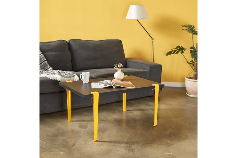 Neda sohvapöytä 90x60 cm musta/keltainen - Hanah Home - Huonekalut - Pöytä & ruokailuryhmä - Sohvapöytä