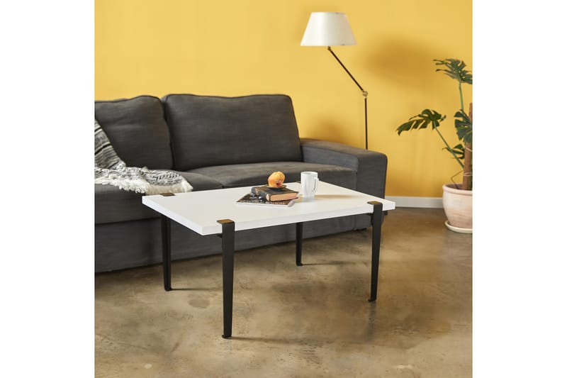 Neda sohvapöytä 90x60 cm valkoinen/musta - Hanah Home - Huonekalut - Pöytä & ruokailuryhmä - Sohvapöytä