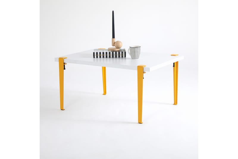Neda sohvapöytä 90x60 cm valkoinen/keltainen - Hanah Home - Huonekalut - Pöytä & ruokailuryhmä - Sohvapöytä