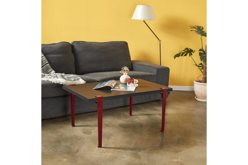 Neda sohvapöytä 90x60 cm musta/punainen - Hanah Home - Huonekalut - Pöytä & ruokailuryhmä - Sohvapöytä
