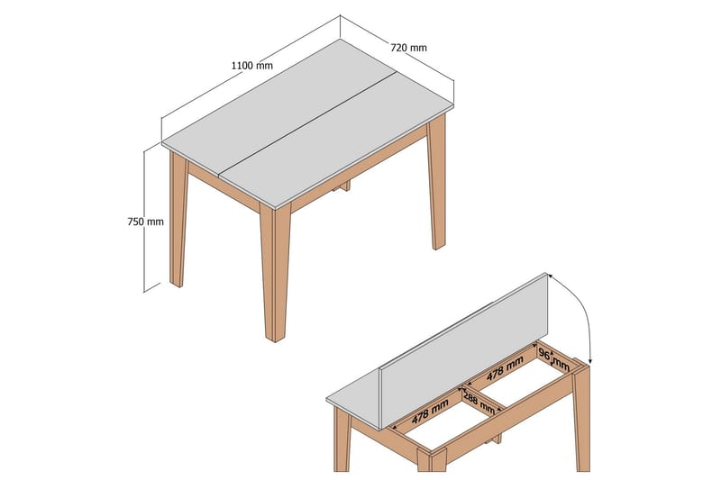 Levents ruokapöytä 110x72 cm ruskea/musta - Hanah Home - Huonekalut - Pöytä & ruokailuryhmä - Ruokapöydät & keittiön pöydät