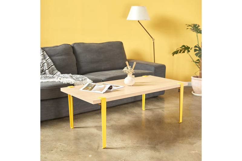 Fonissa sohvapöytä 120x60 cm ruskea/keltainen - Hanah Home - Huonekalut - Pöytä & ruokailuryhmä - Sohvapöytä
