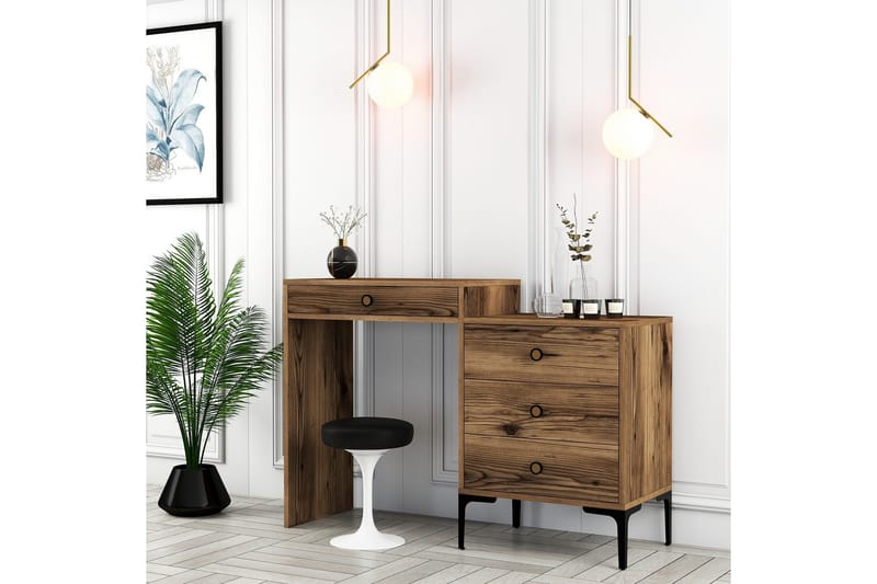 Ameias kampauspöytä 124x84,7 cm ruskea - Hanah Home - Huonekalut - Pöytä & ruokailuryhmä - Meikki- & kampauspöydät