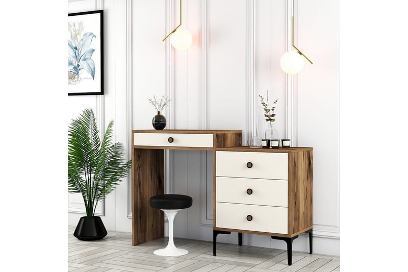 Ameias kampauspöytä 124x84,7 cm ruskea/beige - Hanah Home - Huonekalut - Pöytä & ruokailuryhmä - Meikki- & kampauspöydät