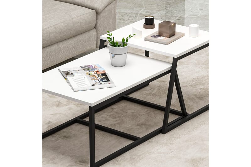 Minimal sohvapöytä 75x50 cm valkoinen - Hanah Home - Huonekalut - Pöytä & ruokailuryhmä - Apupöytä & sivupöytä - Sarjapöytä