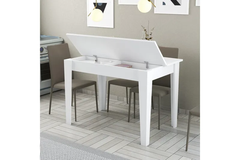 Levents ruokapöytä 110x72 cm valkoinen - Hanah Home - Huonekalut - Pöytä & ruokailuryhmä - Ruokapöydät & keittiön pöydät