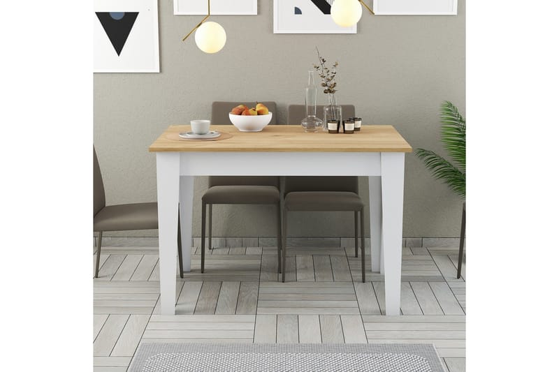 Levents ruokapöytä 110x72 cm valkoinen/ruskea - Hanah Home - Huonekalut - Pöytä & ruokailuryhmä - Ruokapöydät & keittiön pöydät