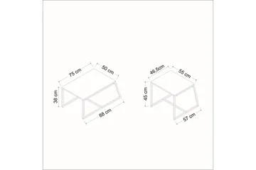 Minimal sohvapöytä 75x50 cm valkoinen - Hanah Home - Huonekalut - Pöytä & ruokailuryhmä - Apupöytä & sivupöytä - Sarjapöytä