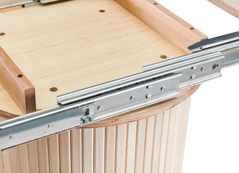 Kopparbo Pyöreä ruokapöytä 106 cm jatkettava jatkolevyllä - Valkolakattu Tammi / Puu - Huonekalut - Pöytä & ruokailuryhmä - Ruokapöydät & keittiön pöydät