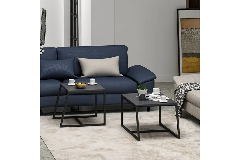 Minimal sohvapöytä 75x50 cm musta - Hanah Home - Huonekalut - Pöytä & ruokailuryhmä - Apupöytä & sivupöytä - Sarjapöytä