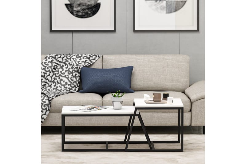 Minimal sohvapöytä 75x50 cm valkoinen - Hanah Home - Huonekalut - Pöytä & ruokailuryhmä - Apupöytä & sivupöytä - Sarjapöytä