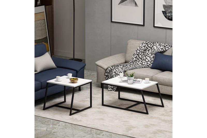 Minimal sohvapöytä 75x50 cm valkoinen - Hanah Home - Huonekalut - Pöytä & ruokailuryhmä - Apupöytä & sivupöytä - Sarjapöytä