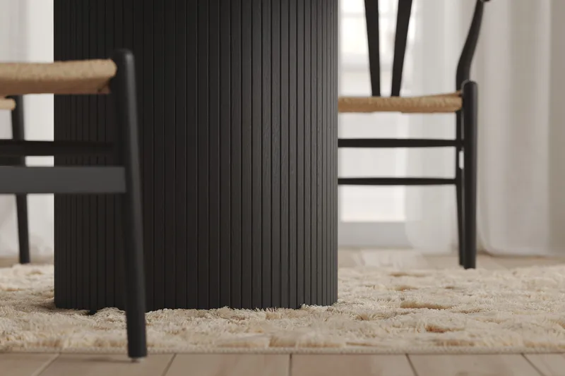 Ruokapöytä Kopparbo Pyöreä 130 cm Jatkettava - Musta Puu / Uritettu - Huonekalut - Pöytä & ruokailuryhmä - Ruokapöydät & keittiön pöydät