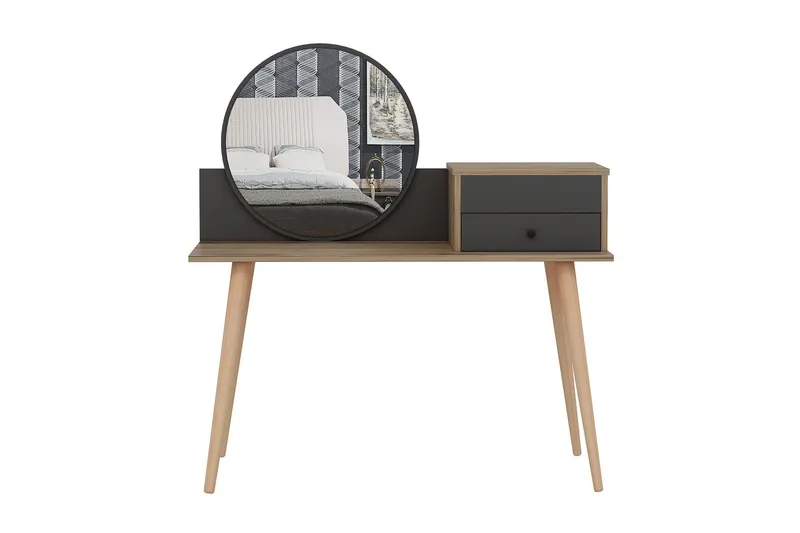 Straat kampauspöytä 120x96 cm musta/ruskea - Hanah Home - Huonekalut - Pöytä & ruokailuryhmä - Meikki- & kampauspöydät