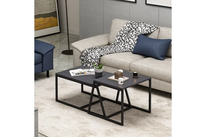 Minimal sohvapöytä 75x50 cm musta - Hanah Home - Huonekalut - Pöytä & ruokailuryhmä - Apupöytä & sivupöytä - Sarjapöytä