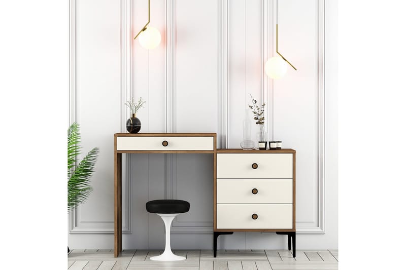 Ameias kampauspöytä 124x84,7 cm ruskea/beige - Hanah Home - Huonekalut - Pöytä & ruokailuryhmä - Meikki- & kampauspöydät