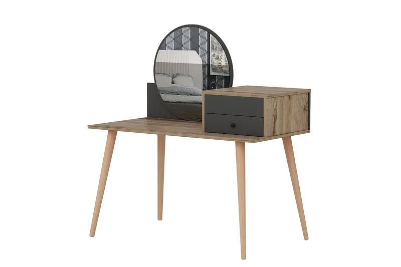 Straat kampauspöytä 120x96 cm musta/ruskea - Hanah Home - Huonekalut - Pöytä & ruokailuryhmä - Meikki- & kampauspöydät