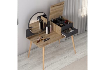 Straat kampauspöytä 120x96 cm musta/ruskea - Hanah Home - Huonekalut - Pöytä & ruokailuryhmä - Meikki- & kampauspöydät - Meikkipöytä peilillä