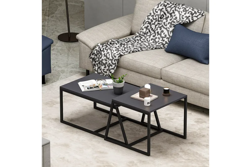 Minimal sohvapöytä 75x50 cm musta - Hanah Home - Huonekalut - Pöytä & ruokailuryhmä - Apupöytä & sivupöytä - Sarjapöytä