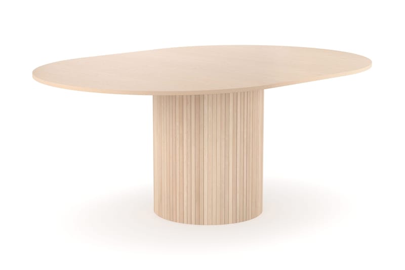 Kopparbo Pyöreä ruokapöytä 130 cm jatkettava jatkolevyllä - Valkolakattu Tammi / Vaalea beige - Huonekalut - Pöytä & ruokailuryhmä - Ruokapöydät & keittiön pöydät