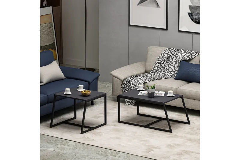 Minimal sohvapöytä 75x50 cm musta - Hanah Home - Huonekalut - Pöytä & ruokailuryhmä - Apupöytä & sivupöytä - Sarjapöytä