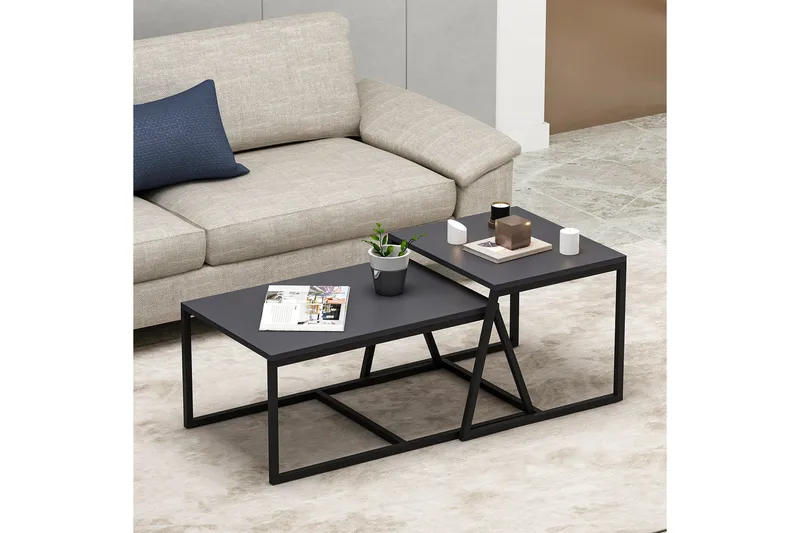 Minimal sohvapöytä 75x50 cm musta - Hanah Home - Huonekalut - Pöytä & ruokailuryhmä - Apupöytä & sivupöytä - Sarjapöytä