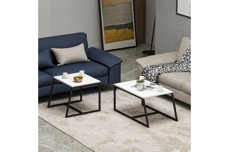 Minimal sohvapöytä 75x50 cm valkoinen - Hanah Home - Huonekalut - Pöytä & ruokailuryhmä - Apupöytä & sivupöytä - Sarjapöytä