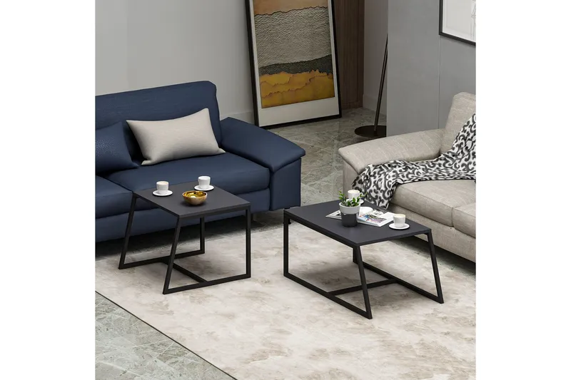 Minimal sohvapöytä 75x50 cm musta - Hanah Home - Huonekalut - Pöytä & ruokailuryhmä - Apupöytä & sivupöytä - Sarjapöytä