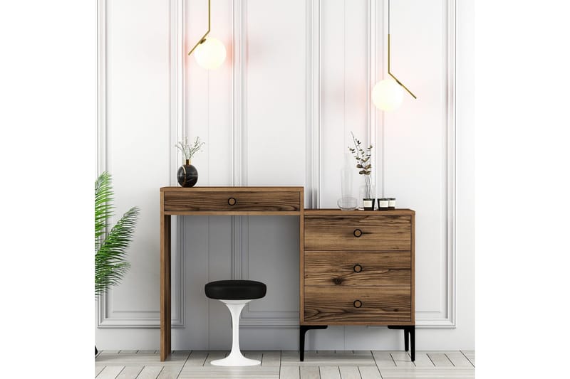 Ameias kampauspöytä 124x84,7 cm ruskea - Hanah Home - Huonekalut - Pöytä & ruokailuryhmä - Meikki- & kampauspöydät