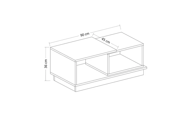 Schmida sohvapöytä 90x45 cm valkoinen/ruskea - Hanah Home - Huonekalut - Pöytä & ruokailuryhmä - Sohvapöytä