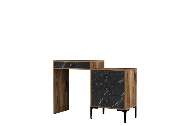 Ameias kampauspöytä 124x84,7 cm ruskea/musta - Hanah Home - Huonekalut - Pöytä & ruokailuryhmä - Meikki- & kampauspöydät