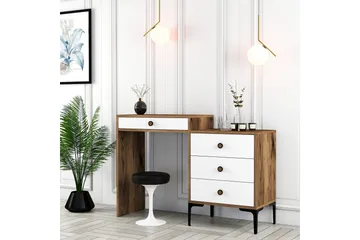 Ameias kampauspöytä 124x84,7 cm ruskea/valkoinen - Hanah Home - Huonekalut - Pöytä & ruokailuryhmä - Meikki- & kampauspöydät