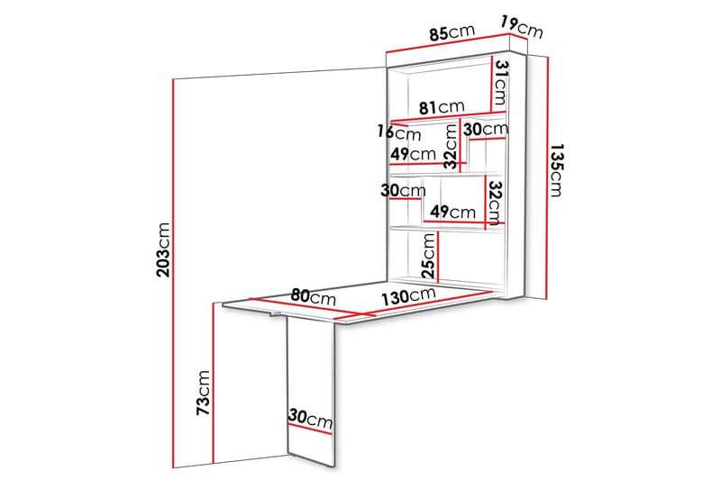 Abi Seinään kiinnitettävä ruokapöytä 130 cm, suorakulmainen - Beige - Huonekalut - Pöytä & ruokailuryhmä - Ruokapöydät & keittiön pöydät