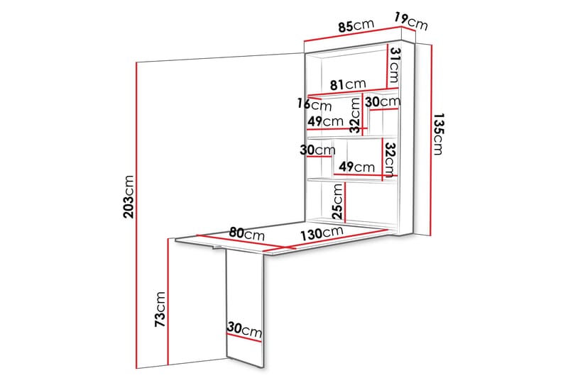 Abi Seinään kiinnitettävä ruokapöytä 130 cm, suorakulmainen - Beige - Huonekalut - Pöytä & ruokailuryhmä - Ruokapöydät & keittiön pöydät