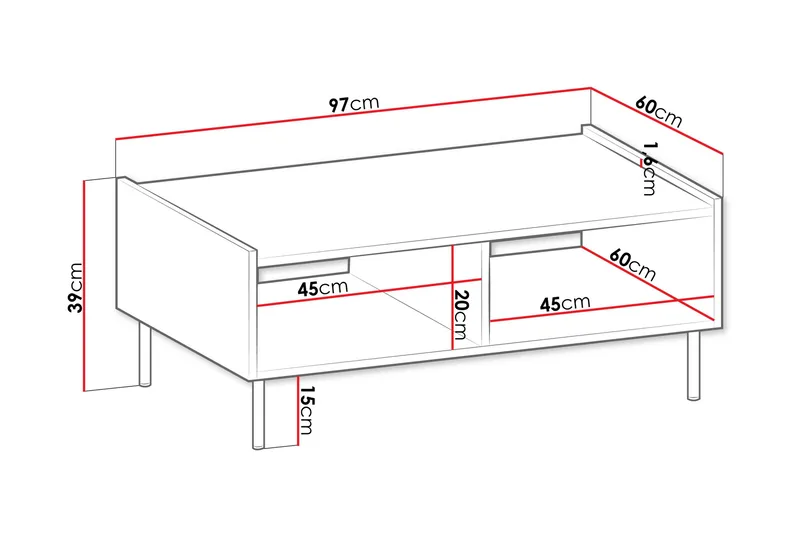 Akihito Sohvapöytä 97 cm - Ruskea - Huonekalut - Pöytä & ruokailuryhmä - Sohvapöytä