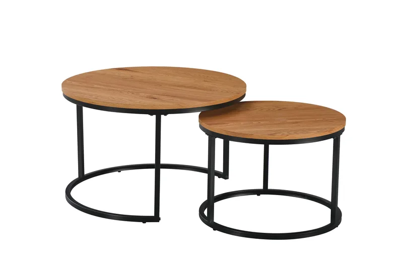 Alex pyöreät 76 cm sarjapöydät, Tammi/Musta