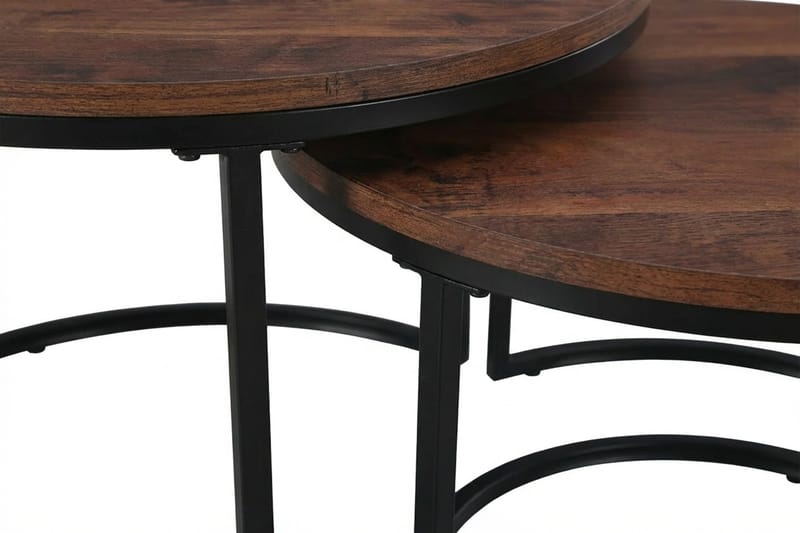 Alex pyöreät 76 cm sarjapöydät - Pähkinäpuu/Musta - Huonekalut - Pöytä & ruokailuryhmä - Apupöytä & sivupöytä - Sarjapöytä